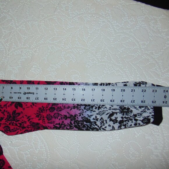 Nicole by Nicole Miller Ombre Pink Sheer Black Floral Button Up Collar Blouse L - Picture 6 of 11